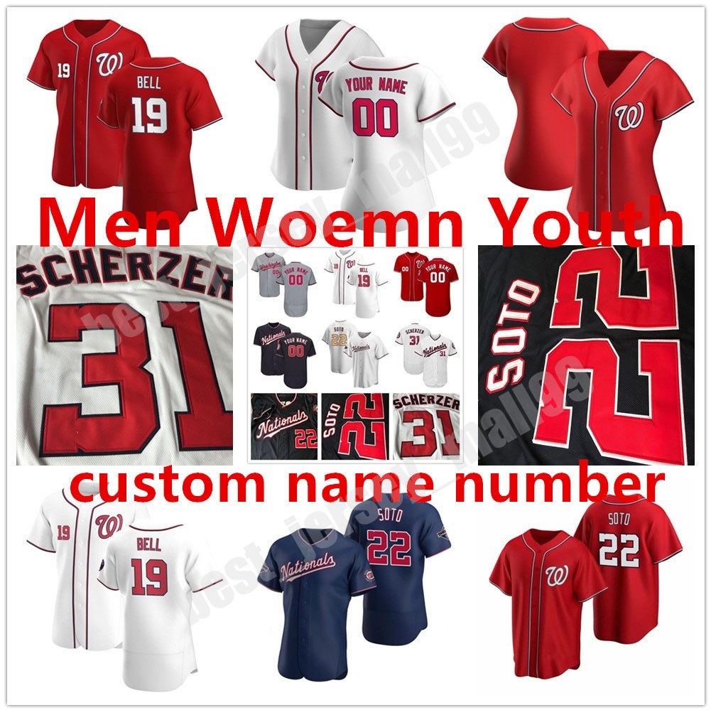 

2021 Washington Men Women Youth Kids Juan Soto Baseball jerseys Howie Kendrick Max Scherzer Victor Robles Ryan Zimmerman Stephen Strasburg T, Blue;black