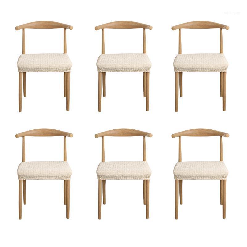 

6pcs Reusable Home Decor Easy Install Seat Cover High Stretch Dining Chair Jacquard Weave Polyester Removable Soft Washable Covers