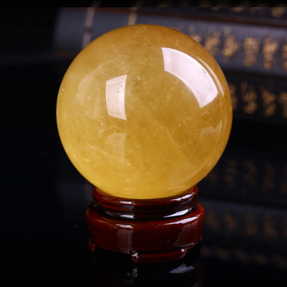 

40mm Natural Citrine Calcite Quartz Crystal Sphere Ball Healing Gemston Home Decor