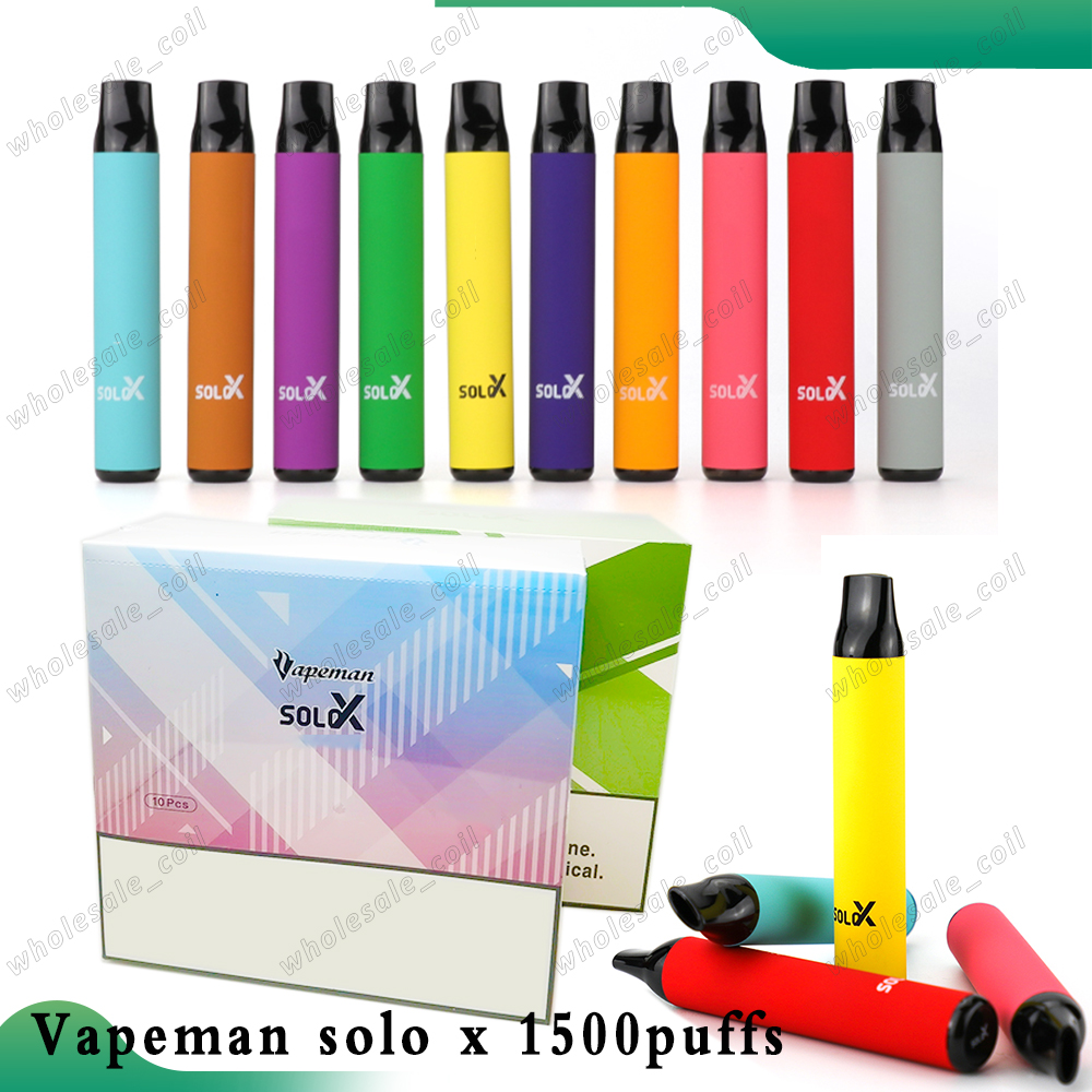 

Vapeman Solo X Disposable cigarettes Pod Device 850mAh 1500 Puffs 4.2ml Prefilled Vape Pen Stick Starter Kit Vs Bar Plus 100% origianl