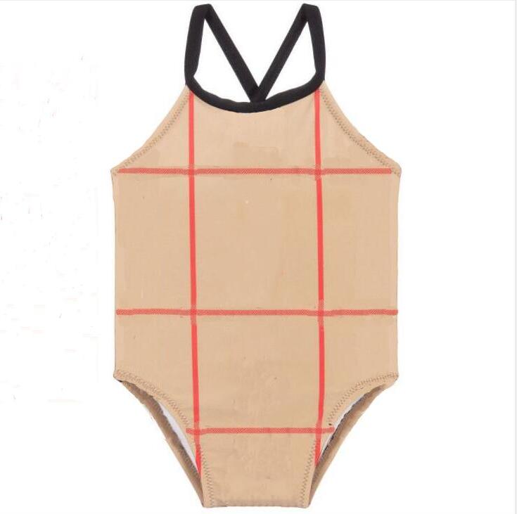 

summer 2021 girl Bikini girls plaid One Pieces Designers Vertical stripes children clothes Swimwear baby kids print swimsuit Beach Jumpsuit, B#vertical stripes