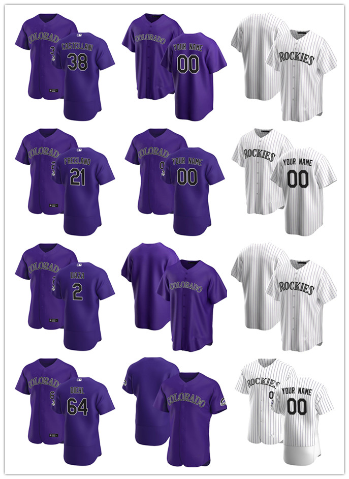 

Custom Jersey Mens women Youth Colorado Rockies 38 Ryan Castellani 2 Yonathan Daza 64 Phillip Diehl 21 Kyle Freeland Baseball Je, Blue;black