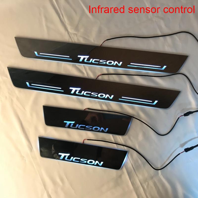 

Infrared Sensor Control Led Door Sill Plate Strip Welcome Light Threshold Guard Protectors For Tucson Interior&External Lights