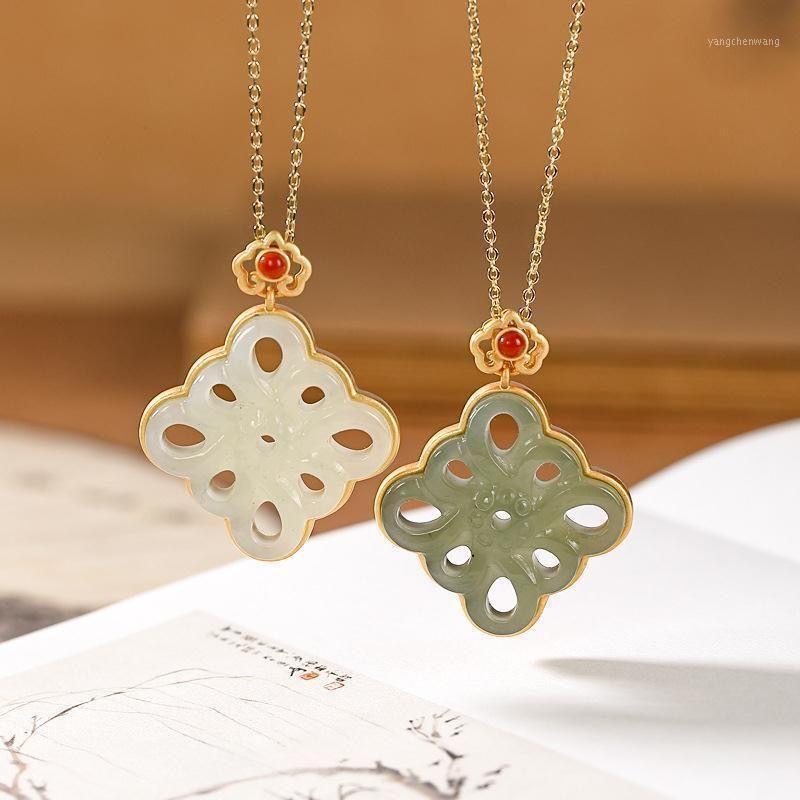

Chains Hetian White Jade Chinese Knot Retro South Red Xiangyun Fujin Light Luxury Simple Female Jewelry