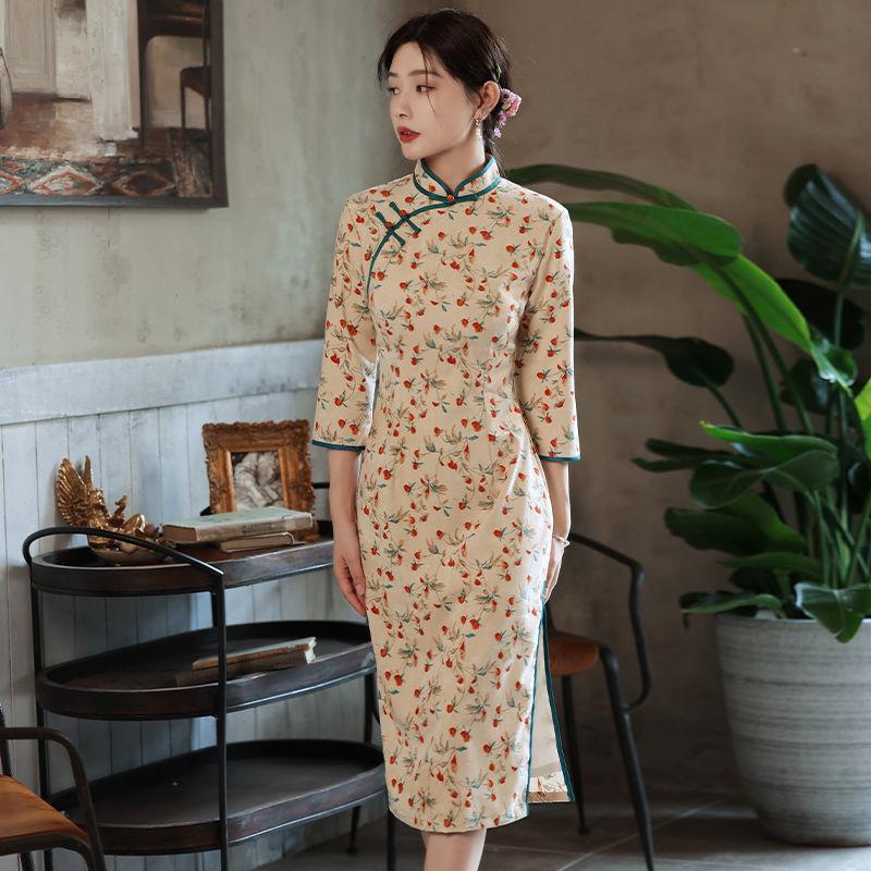 

Ethnic Clothing Sweet Modern Improve Qipao Corduroy Style Harajuku Traditional Vintage Elegant Slim Cheongsam Women Simple Chinese Dress