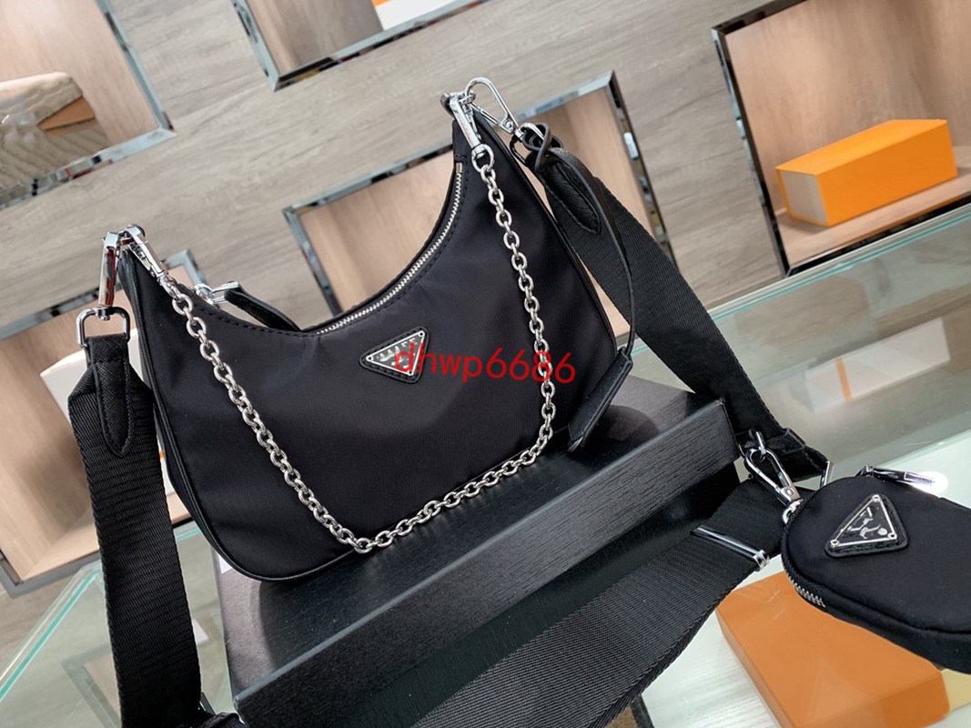 

2021 Shoulder Bag High Quality Nylon Handbag Best-selling Ladies Messenger Hobo Wallet 6686, Black