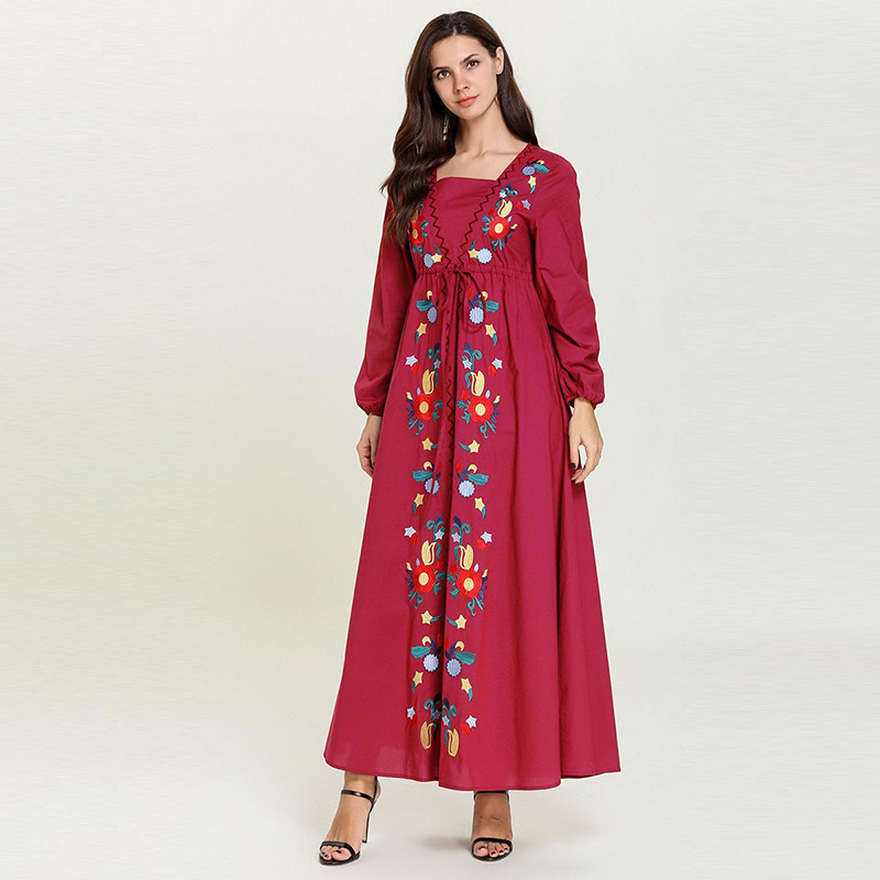 

Red Abaya Kaftan Dubai Turkey Islamic Arabic Hijab Muslim Dress Vestidos Arabes Plus Size Pakistani Dress Robe Arabe Kaftans