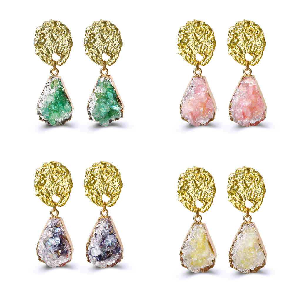 

charms earrings geometric sequin glue cluster crystal water drop creative color, Golden