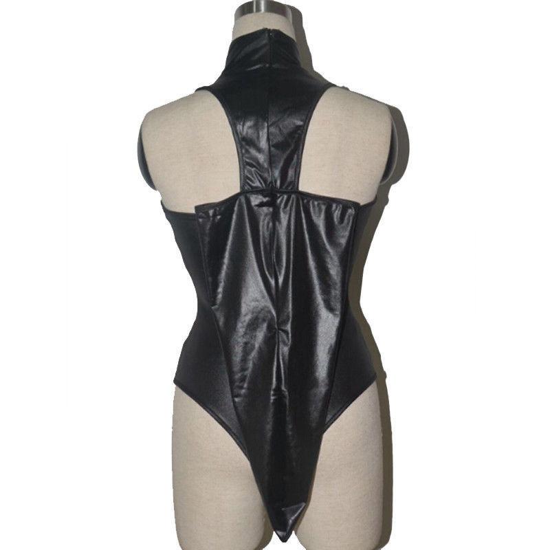 

Sexy Costumes Costume Wet Look High Collar Leotard With Arm Binder Sheath Straitjacket Catsuit Fetish Role Play Bodysuit Teddy Plus Size, Black