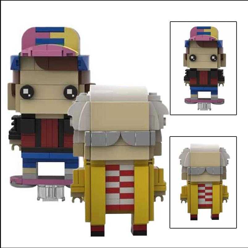 

Brickheadz MOC Back To The Better Future Doctor Brown Martyed Building Blocks DIY Brick Heads Children Toys Gift H0824