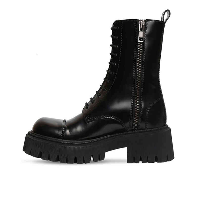 

dress shoes winter fur women boots luxury brand designer motorcycle side zipper platform chunky ankle for punk 6914, Black