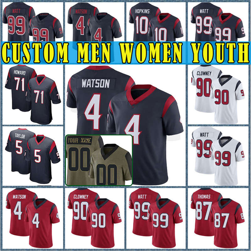 

Deshaun Watson Custom David Johnson Houstons Nico Collins Jadeveon Clowney Texan Football J.J. Watt Randall Cobb Jerseys Justin Reid Whitney Mercilus Tyrod Taylor, Custom men(dezhouren)