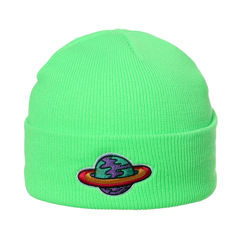 

Autumn and Winter Knitted Hat European American Warm Wool Beanie Hip Hop Outdoor Cosmic Starry Sky Sleeve Cap Men & Women Trendy, Red