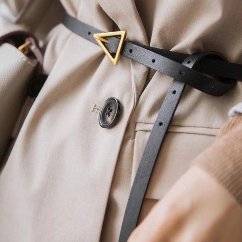 

Belts Fashion Trendy Designer Mujer Belt Triangle For Women Dress Party Waistband Female Gold Pin Buckle Thin Black1.1cm Strap, Black;brown