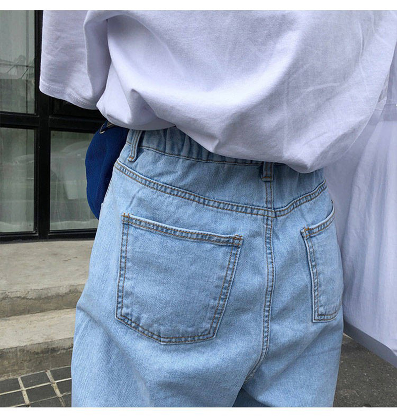 

2011jeans women spring summer new loose chic high waist straight denim trousers streetwear casual plus size wide leg pants, Blue