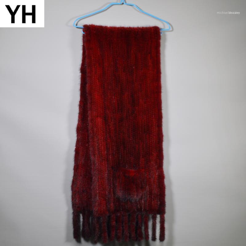 

Party Fashion Long Style Real Natural Scarf Lady 100% Shawl Tassel Knit Scarves1