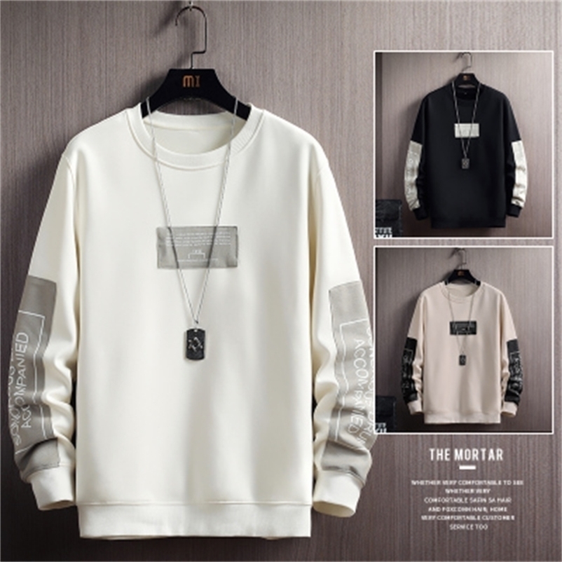 Autumn Men Casual Sweatshirts Harajuku Printed Men Long Sleeve Hoodies Korean Man Loose Pullovers Homme Spring Wearing 210715