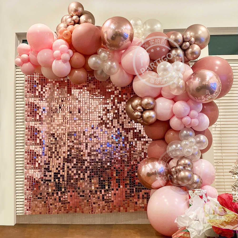 

127pcs Retro Pink Balloons Garland Rose Gold Arch Macaron Pink Latex Globos Wedding Birthday Party Decorations Kids Supplies X0715