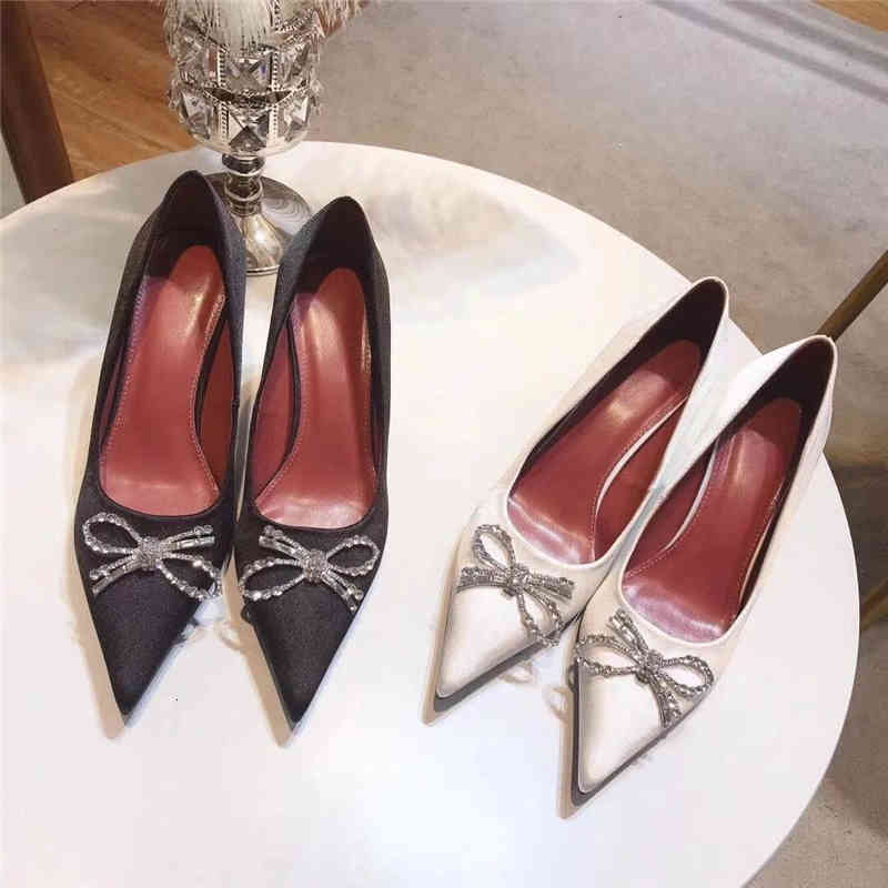 

Sandals European and American spring pointed high heels diamond decorated bow unique shoes ZMDW, 1# shoe box