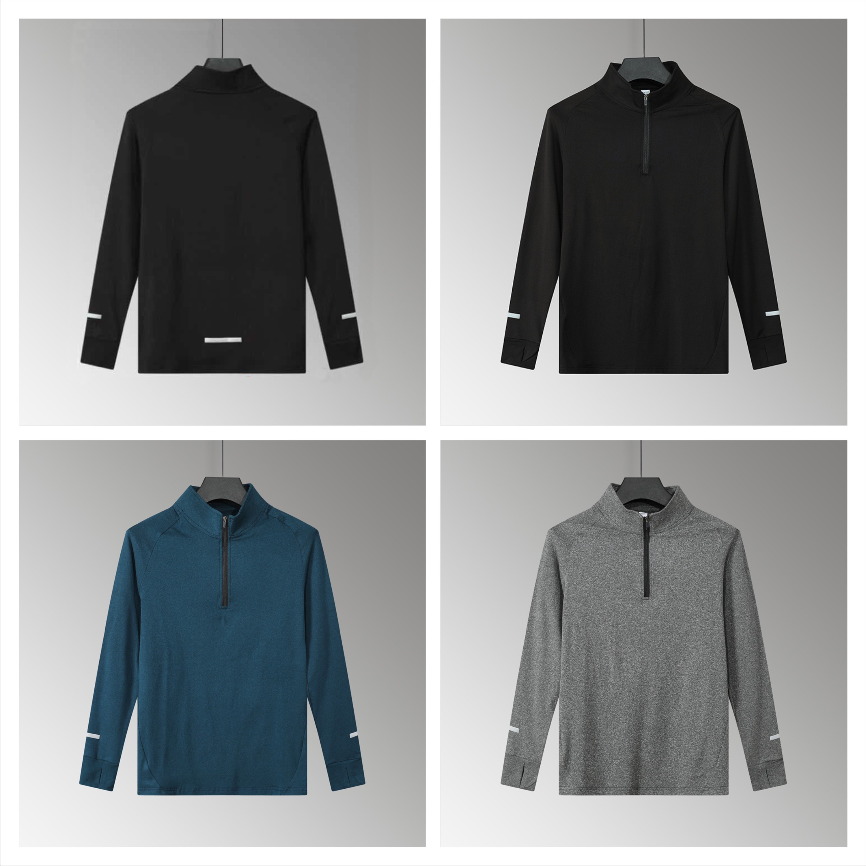 

2021 Men Designe Half zip Stand Collar Sweatshirt Outdoor T Shirts Pullover Long Sleeved Athletic Shirt Fashion Style Loose Breathable Cloth, Gray;blue