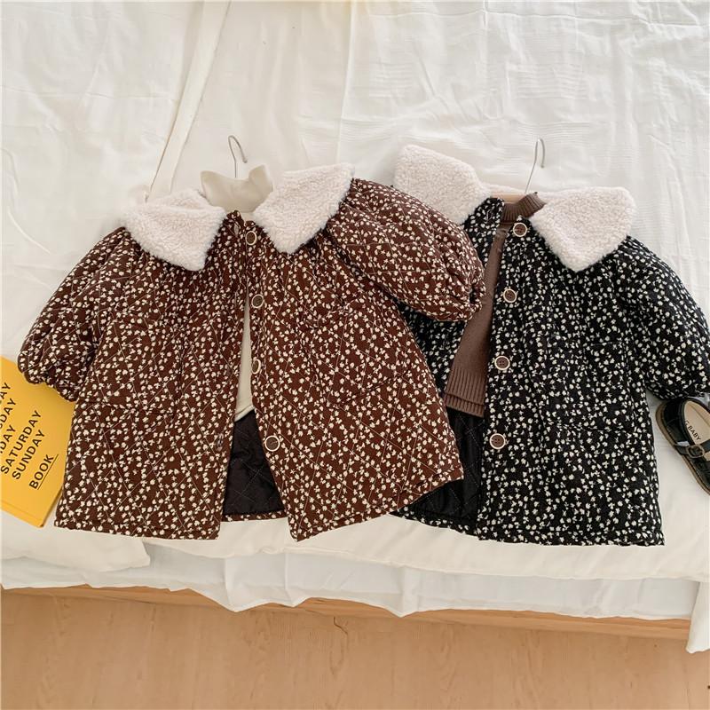 

Jackets 9463 Winter Baby Girls Jacket Coat Floral Thick Coats Outfits Children Clothes 4-6y Kids For, Blue;gray