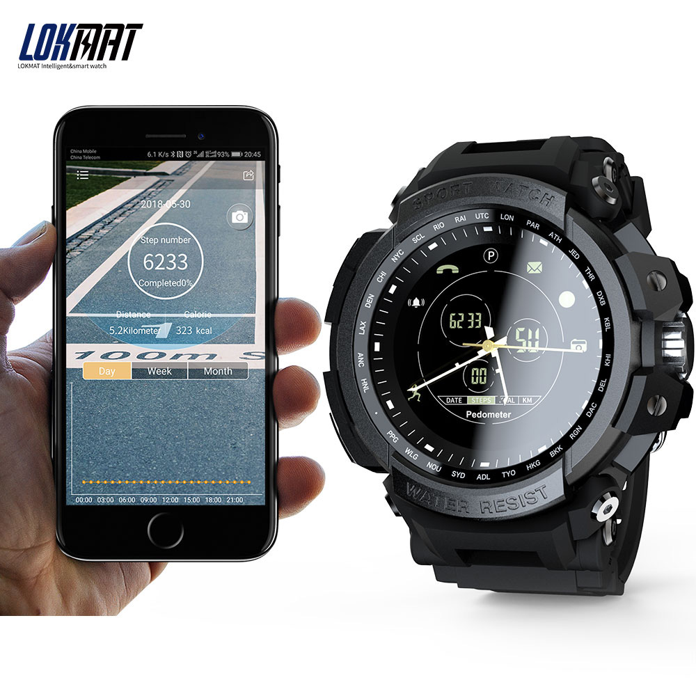 

LOKMAT MK28 Smart Watch Waterproof Fitness Tracker Pedometer Reminder Bluetooth Smartwatch 12 Months Standby For iOS Android