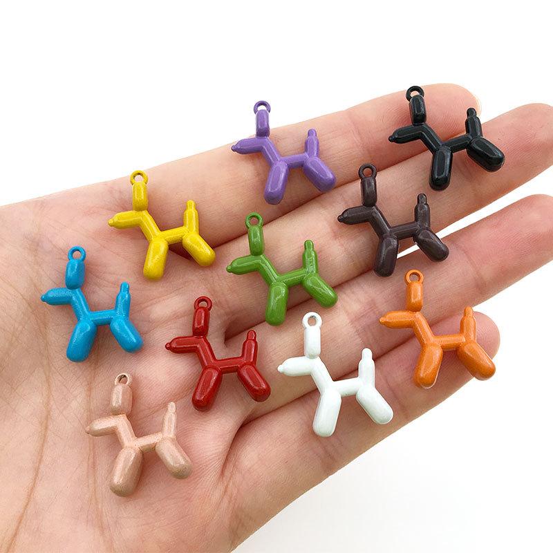 

Charms 10pcs 3D Balloon Dog Metal Pendant Earring Bracelet DIY Necklace Jewelry Making 10color, Bronze;silver