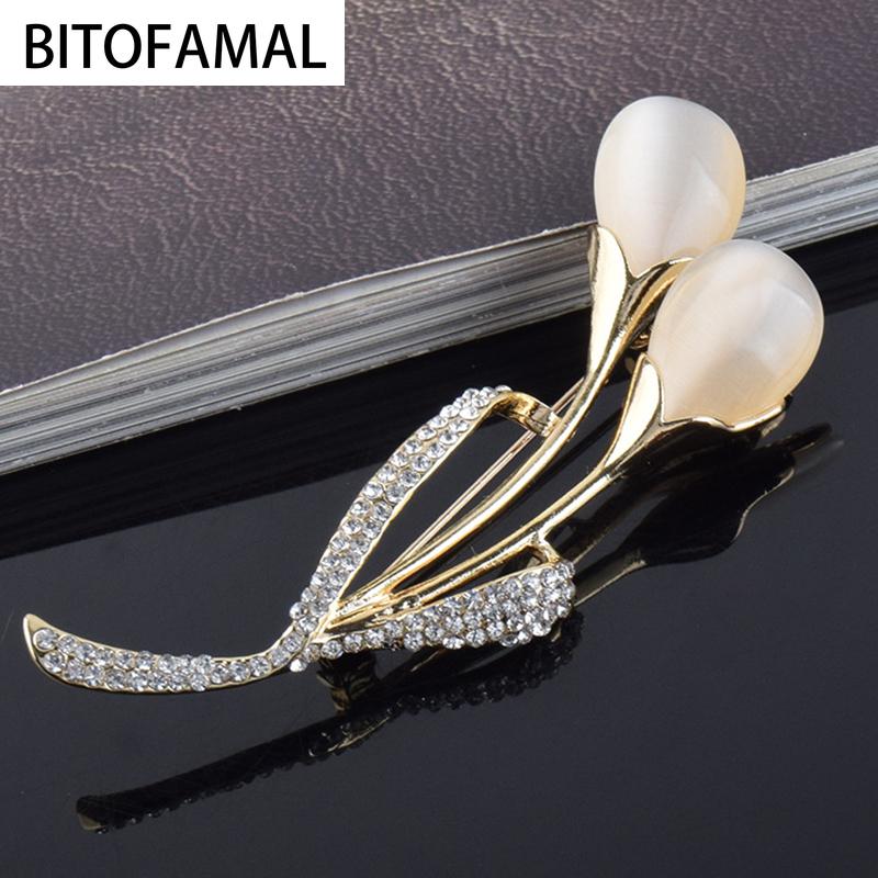 

Pins, Brooches Elegant Flower Alloy Opal Brooch For Women Creative Clothing Pin Korean Style Jewelry Accessories Good Gifts Wife Girl 1 Pcs, Gray