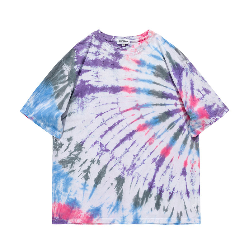 

t shirt 2021 summer men's short sleeve high street round neck tie dyed for men, White;black