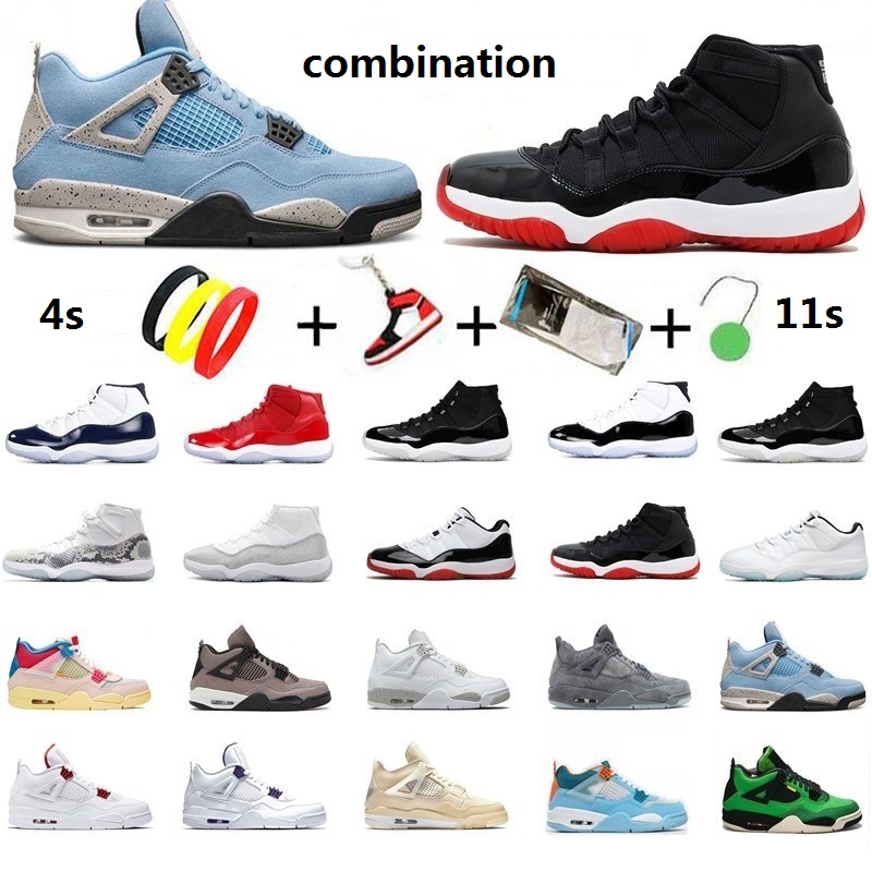 

Top Quality 2021 4 4s university blue 11 11s Basketball Shoes 25th Anniversary low white bred metallic purple black cat mens sneakers men women Trainers