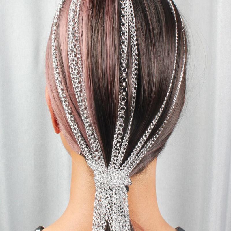 

Hair Accessories Ladies Long Chain Tassel Hairpin Jewelry Silver Plated Wedding Bridal Gift