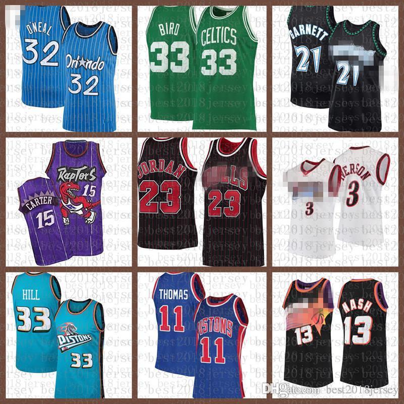 

Vince 3 Allen Carter Larry Iverson Bird Jersey Grant Isiah Hill Thomas Penny Shaquille Hardaway O'Neal Steve Bull Nash Garnett Red, Black;red