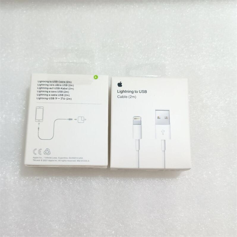 

2m 6ft Lighting to USB A Data Fast Charging Cables Cell Phone Cords Original Retail Box with Logo Sealed with Green Stick for iPhone 11 XS X