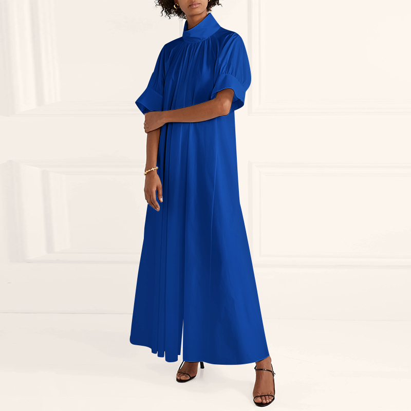 

20212021 vonda summer dress women turtleneck vintage short sleeve party dresses plus size elegant robe bohemian vestidos 5xl dresses, Black;gray