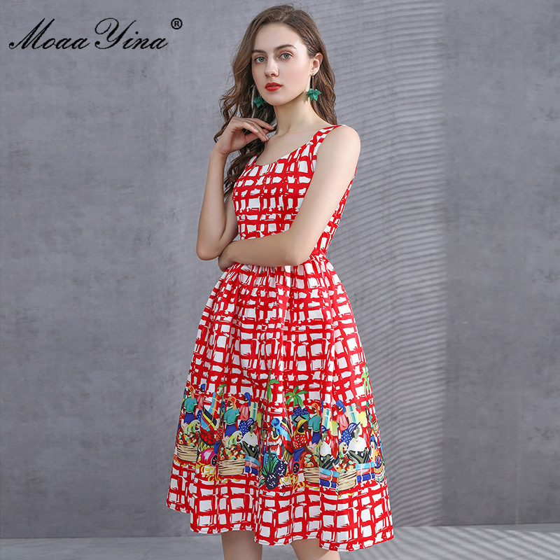 

Fashion Designer dress Summer Women Dress Spaghetti Strap Floral-Print Vacation Ball Gown Dresses 210524, Red