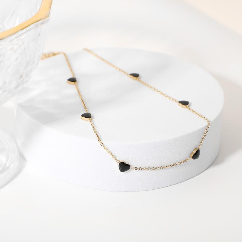 

Chains CHUANGU 14K Gold Multilayer Enamel Lovers Heart-shaped Clavicle Pendant Necklace Fashion Collier Femme Jewelry