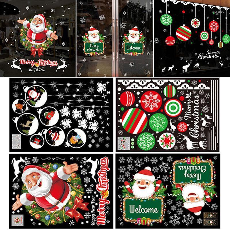 

Party Decoration Merry Christmas Wall Sticker Santa Claus Gift Window Stickers PVC Removable Decals Xmas Year Home Decor