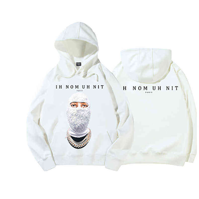 

Hip Hop IH NOM UH NIT Mask Hoodie Men Women Best Quality Fashion Streetwear Sweatshirts Black White Hoodie Pullover X1027