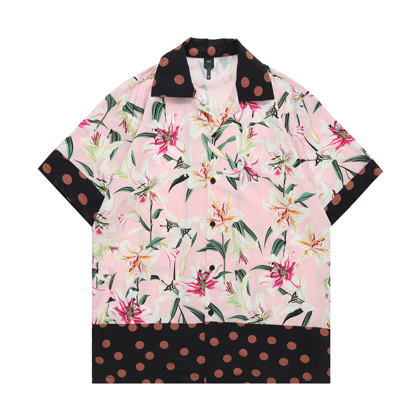

Floral Printed Hawaiian Shirt Men Summer Thin Material Men's Polo Shirts