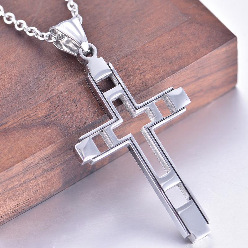

Pendant Necklaces Style Fashion Gold Color Cross Necklace Men Women Stainless Steel Chain Necklaces&Pendants Christian Male Party Jewelry Gi