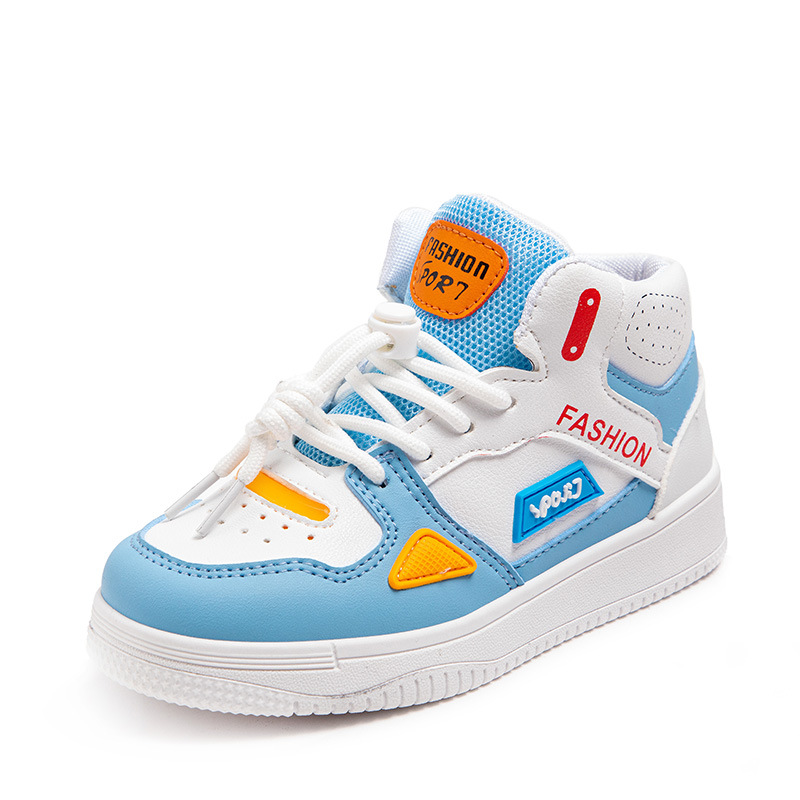 

Children sports shoes autumn spring new little girls boys sneakers children breathable high top running shoes, Blue