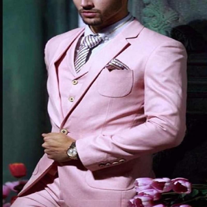

Pink Wedding Suits For Men Slim Fit Men's Business Casual Hansome Groom Custom Made Formal Man Suit 5XL 6XL & Blazers, Same as picture