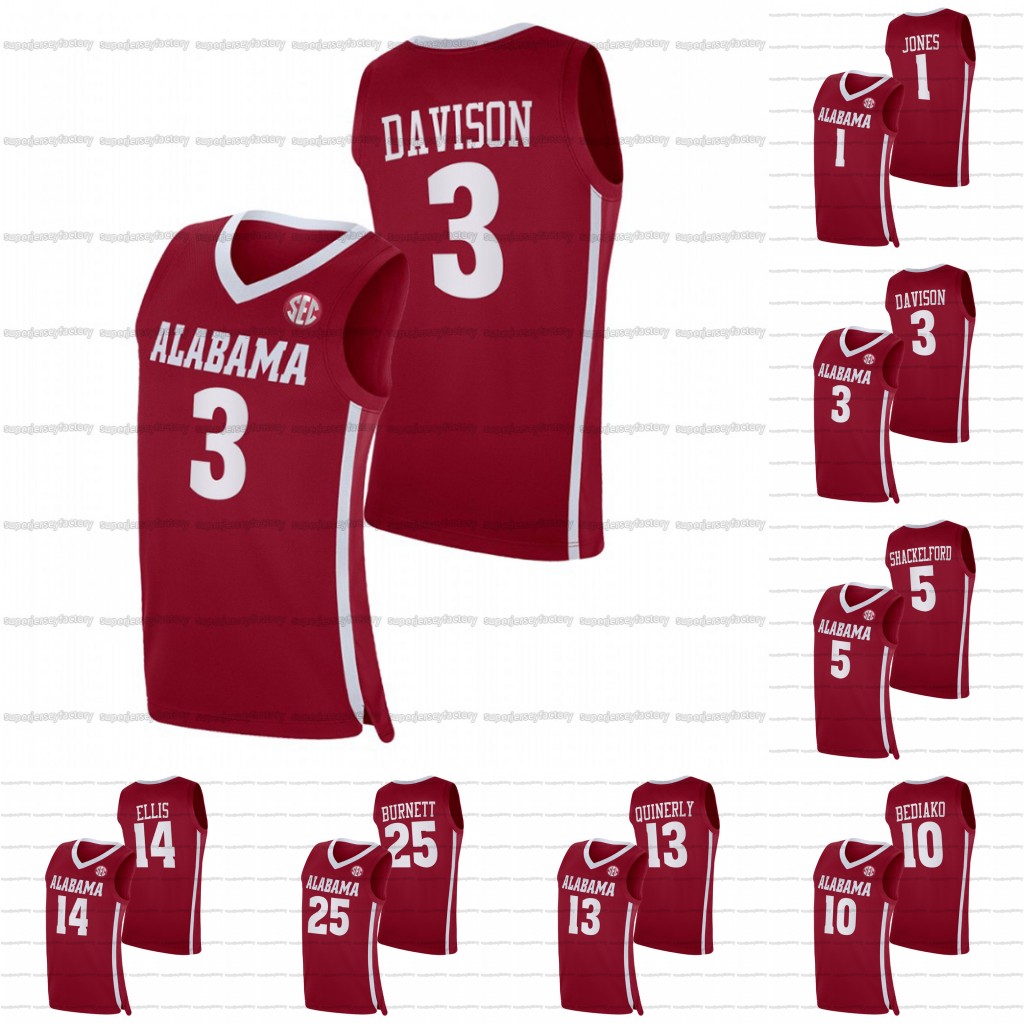 

Alabama Crimson Tide 2021-22 College Basketball Jersey Custom JD Davison Nimari Burnett Keon Ellis Herbert Jones Juwan Gary Jaden Shackelford Bediako Quinerly, 3 jd davison