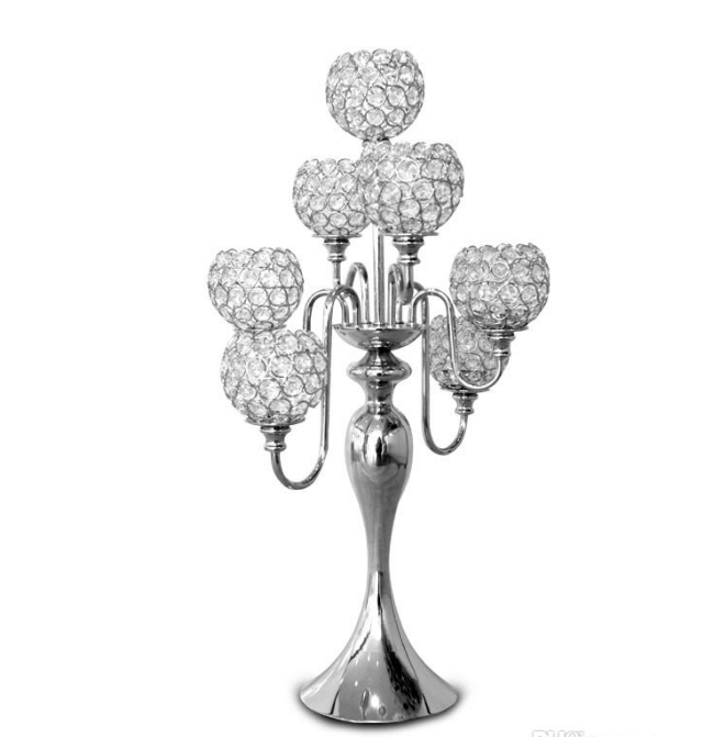 

2021 Silver/Gold Candle Holder Metal Candle Stands For Wedding Candelabra Centerpiece Propsr X-mas Candlestick H/69cm