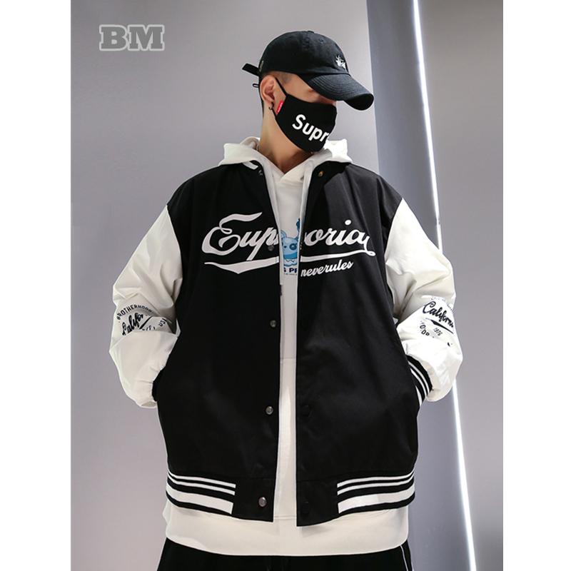 

Men's Jackets 2022 Fashion Hip Hop Patchwork Baseball Uniform Korean Streetwear Kpop Couple Jacket Japanese Harajuku Coat Top Men Clothing, Black;brown