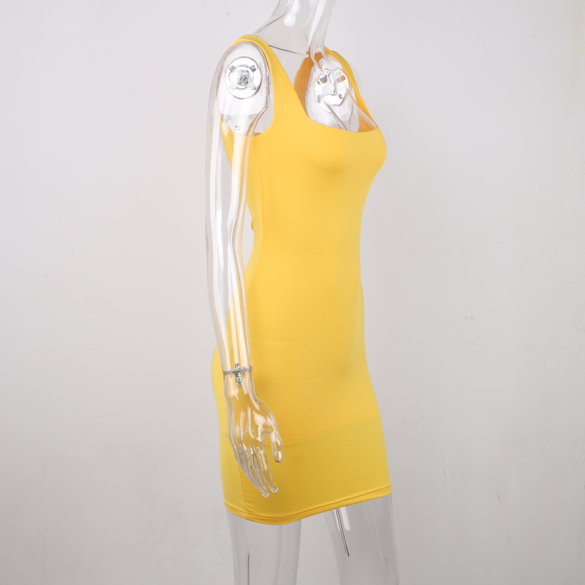 

DHL IN STOCK Square Neck Sleeveless Bodycon Mini Dress Basic Women Summer Black Backless Party Clubwear Dresses -XL CF4321, Blue