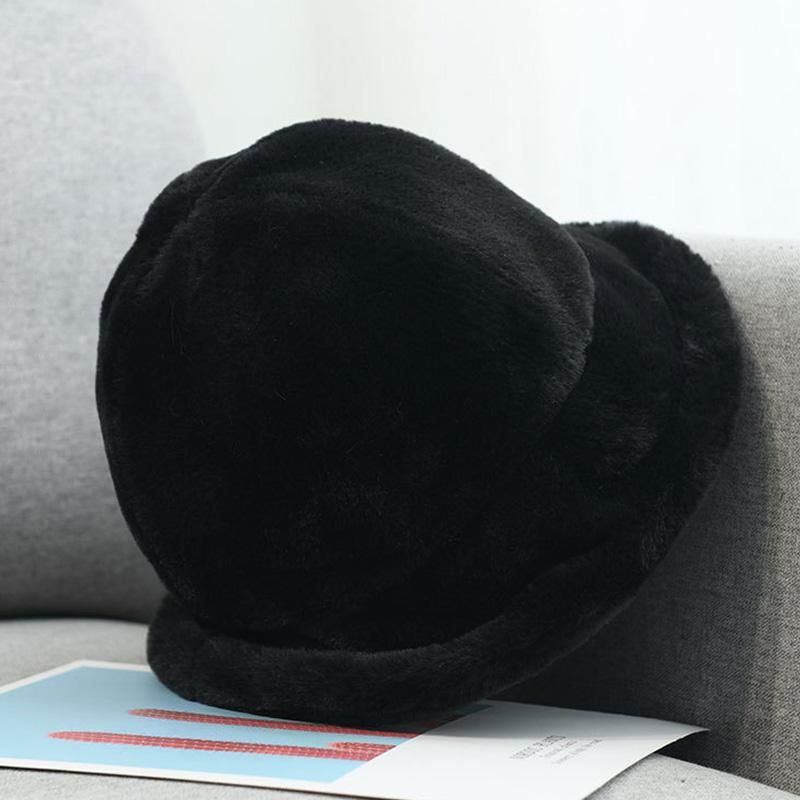 

Wide Brim Hats Winter Faux Fur Bucket Hat For Women Soft Plush Warm Fisherman Cap Autumn Casual Ladies Velvet Sunscreen Sun Panama