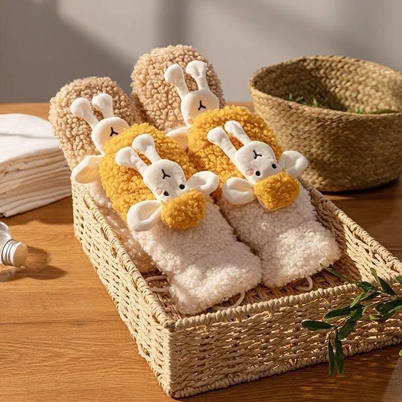 

Five Fingers Gloves Winter 6 Color Double Layer Lamb Velvet Female Mittens Hanging Neck Thick Student Warm Cute Plush