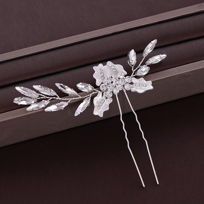 

Hair Clips & Barrettes Bride Silver Leaf Crystal Pins Handmade Hairpin Bridal Accessories Wedding Jewelry, Golden;silver