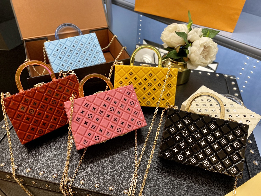 

Acrylic Wholesale Designers Bags Transparent Style Design Luxurys Bag Messenger Evening Box Handbag Jewelry Women Shoulder Osljm, Red;black